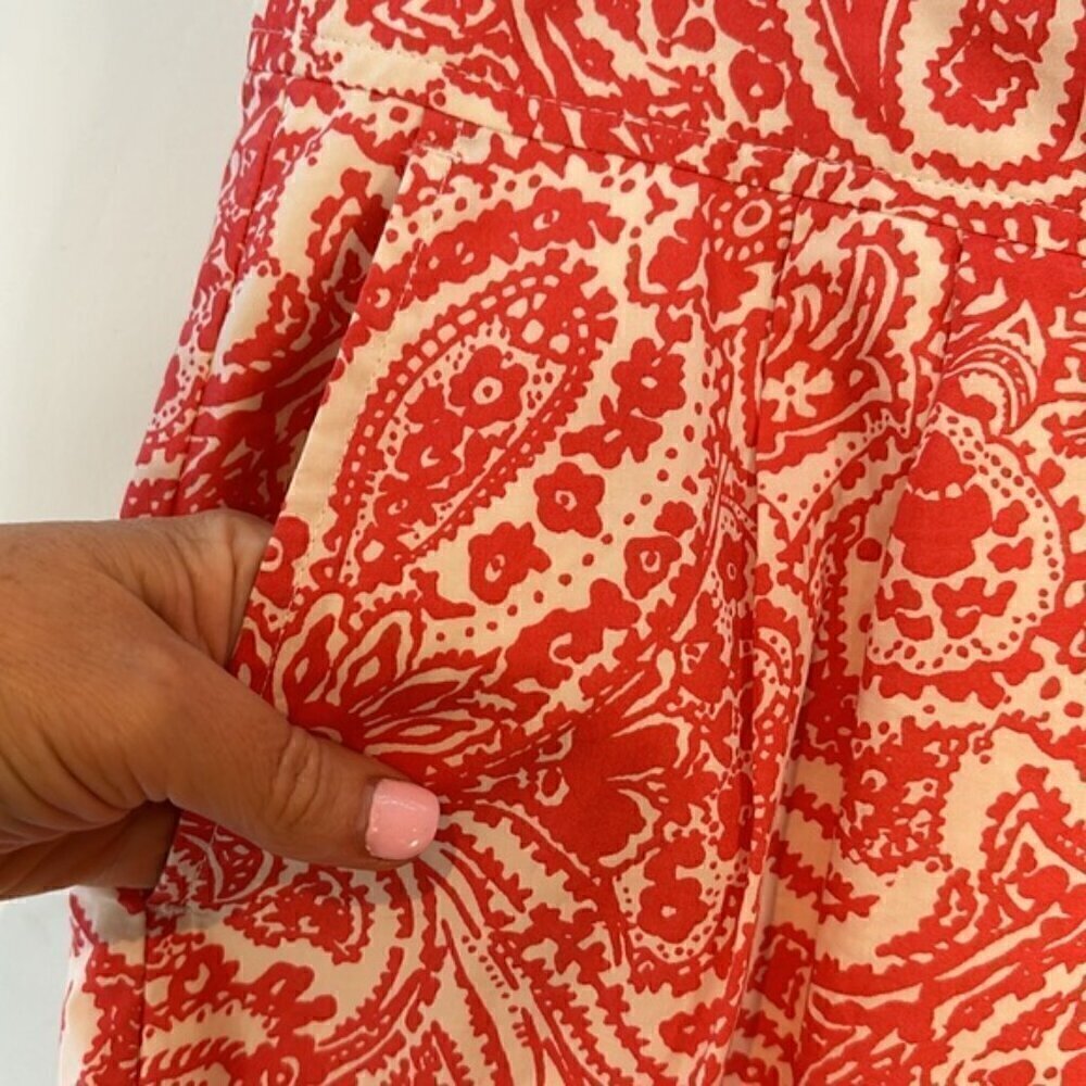Land’s end cotton paisley print A-line skirt in coral/white size 12 - Picture 5 of 7